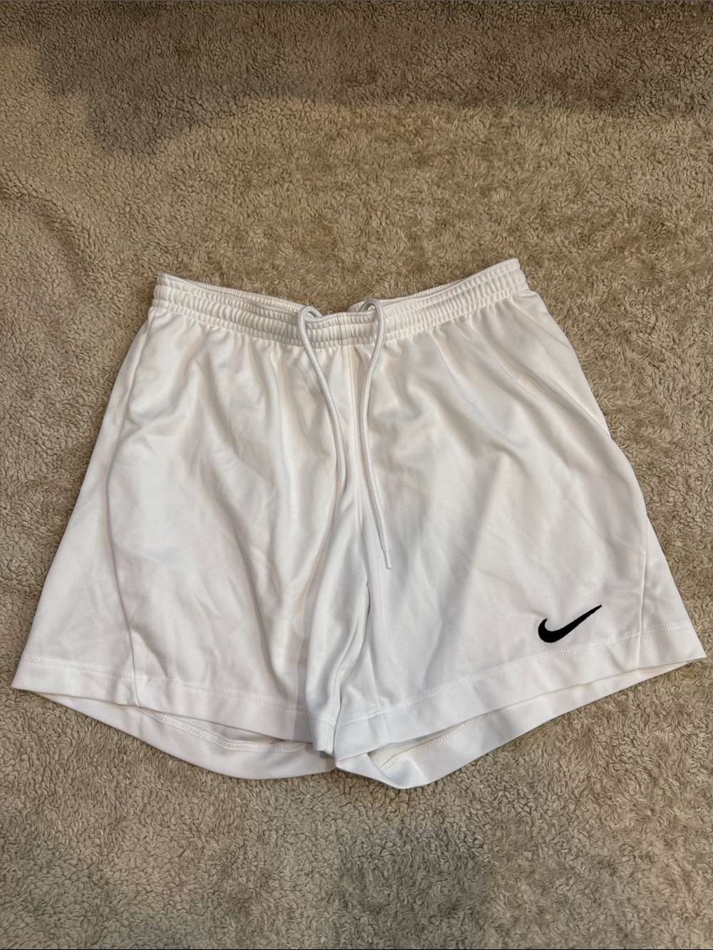 Nike White Shorts with Black Swoosh